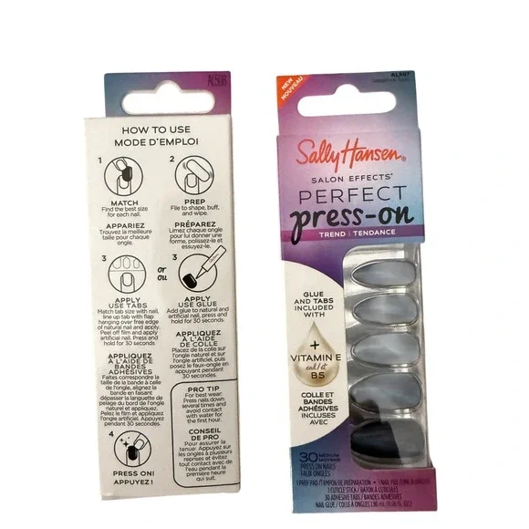 Sally Hansen 1 Lot Salon Effects Perfect Press-On Nails 30ct Blue Purple & Rose - Picture 6 of 7